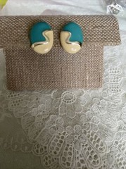Vintage Silver Tone EnamelClip On Earrings Jewelry JMS-24