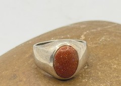 VINTAGE GOLDSTONE Sterling Silver 925 Band RING Sz 6.75
