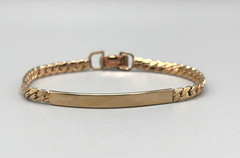 Vintage Avon Gold Tone ID Bracelet 7” Blank Engravable Bar Curb Chain