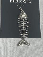 Hildie & Jo Silver Fishbone Pendant NWT Silver Unique Fish Necklace Jewelry
