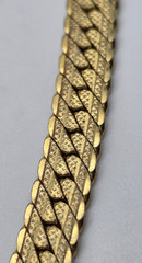 Vintage Gold Tone Diamond Cut Flat Curb Cuban Chain Necklace 24 In 6.1mm