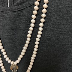 Versatile Iridescent Faceted Glass Taupe Bead Opera Necklace