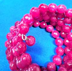 Red Carnelian Wire Wrap Bracelet w/107 7mm faceted Stones Fits All Sizes