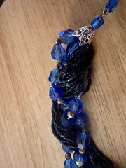 Vintage Deep Cobalt Blue Beaded Choker Necklace.