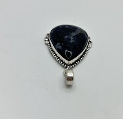 Vintage Sterling Silver 925 Dark Blue Pendant Southwestern Style Estate Jewelry