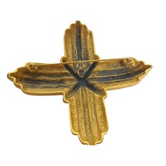 Vintage Givenchy 1980s Gold Hammered Cross Brooch Pin 4G Signed Statement READ