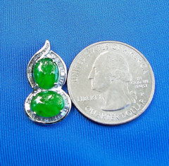 Original EARTH MINED Jadeite JADE DIAMOND Deco Pendant Medallion 18K WHITE GOLD