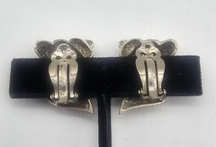 Les Bernard Clip EARRINGS Silvertone Stylized Conch Art Beauty Fashion
