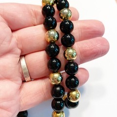 Karla Jordan Vintage Beaded Necklace Black & Gold Classic Career 1980s Boss Lady