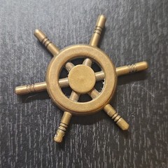 Small Brass Ship Wheel Nautical Maritime Decor Display Piece Pendant