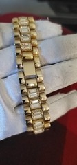 Vintage 80’s Goldtone Rhinstone Bold Bracelet 8.5 In