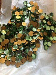 9mm Vintage Round Glass Peridot Cab Cabochon Gem Stone Gemstone. West Germany