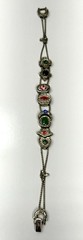 VTG Victorian Revival Slider Charm Bracelet Silvertone Rhinestones Enamel 7 1/4″