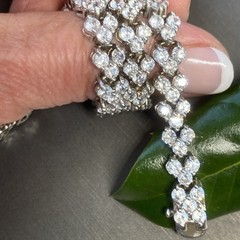 Vintage Necklace Art Glass Estate Jewelry Pre-Owned Rhodium Plated 16″ Choker