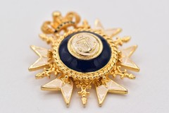 Vintage Crown Anchor Brooch Blue Enamel Crest Military Nautical Pin 1980s BinAL