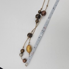 Vintage Long Strand 38″ Silver Gold Bronze Bead Braided Chain Boho Minimalist