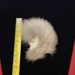 Vintage 1980’s Art Deco Style Lady Profile Brooch Fur Mohawk White Face Eyeliner