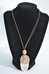 Vintage MOTHER OF PEARL Two Charm Necklace on Two Strand Robe 18 inch