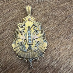 Vintage Late 1800’s Victorian Gold plated seed Pearl Etruscan Pendant/broach