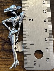 Sterling Silver 925 Fashionable Deco Lady Brooch 2 1/2 inches 9.4 grams