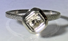 Antique Belais 18k White Gold 4mm Diamond Solitaire Ring Sz4 Art Deco Gorgeous!!