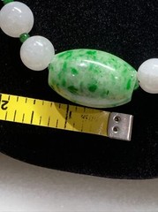Vintage White And Green Jade Necklace 62 Grams 17”