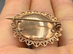 Antique Gold Filled Mourning Military Officer Photo Pin Brooch Marked c.1920’s