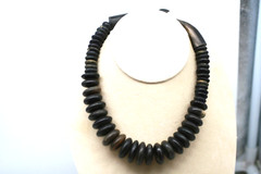 Vintage Natural Buffalo Horn Beaded Necklace 25-14mm 17.5″ L1
