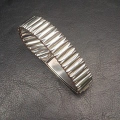 Vintage Signed JB Photo-Vou ID Stretch Bracelet Sterling/Stainless Steel. 17.491