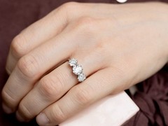 Antique 3.00Ct Diamond and Platinum Trilogy Ring Circa 1915