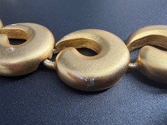 Vintage Erwin Pearl Matte Gold Tone Necklace Bold Chunky 80s 90s Statement 16″