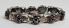 Vintage Signed F.LLI Peruzzi Italy Sterling Silver Floral Rose Link Bracelet