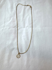18KT GP gold plate snake chain gold Vtg pendant Minimalist Seed Life Resin Charm
