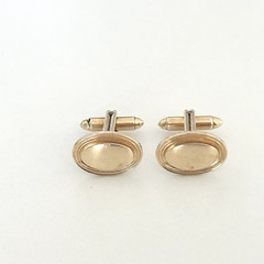 Vintage Hadley USA 12K Yellow Gold Filled Oval Bullet Back Cufflinks