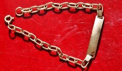 18k 750 yellow gold bracelet Italian 6.25″ Id link chain handmade 4.88gr N2525F