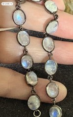 Vintage Rainbow Moonstone Sterling Bracelet 7 Inches