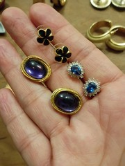 VTG Earrings Pierced Lot Career 80s 90s Statement 10 Pair Mix Goldtone
