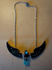 Vintage Zuni Style Thunderbird Necklace Turquoise Inlay Sterling