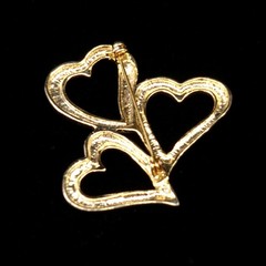 Gold Triple Heart Brooch