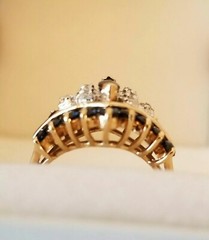 Art Deco Marquise Cut Sapphire & Lab Created Diamond 925 Silver Engagement Ring