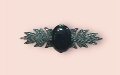 Onyx Marcasite Brooch