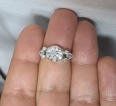 Vintage 14k White Gold Engagement Ring 2.82CT. Natural Round Diamond Circa 1950s