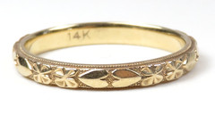 Antique Art Deco 14K Yellow Gold Engraved Wedding Band Ring Size 6.5 UK-M1/2