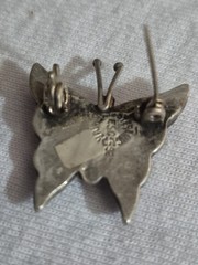 Vintage Taxco Mexico Sterling Silver Abalone Inlay Butterfly Brooch Pin TS-92