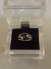 Vintage Sterling Silver Ring With Diamond And Sapphire Stones