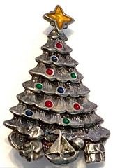 VTG Jezlaine 925 Sterling Silver Enamel Christmas Tree 1.5″ x 1″ Brooch/Pin