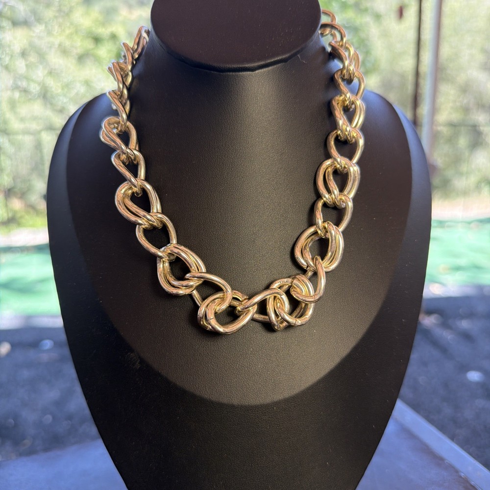 VNTG GERMANY Silver tone DoubleCurbLink Chunky Light Chain Necklace 39.50g 15”
