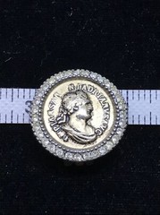 Vintage Costume Fashion Jewlery Silver tone Faux Roman Coin Clip-on Earrings