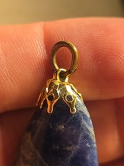 Vintage Ladies Solidite Pendant Natural Polished Stone Gilt