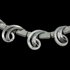 Vtg Style Silver Tone Atomic Swirl Statement Necklace Adjustable MCM Mid Century